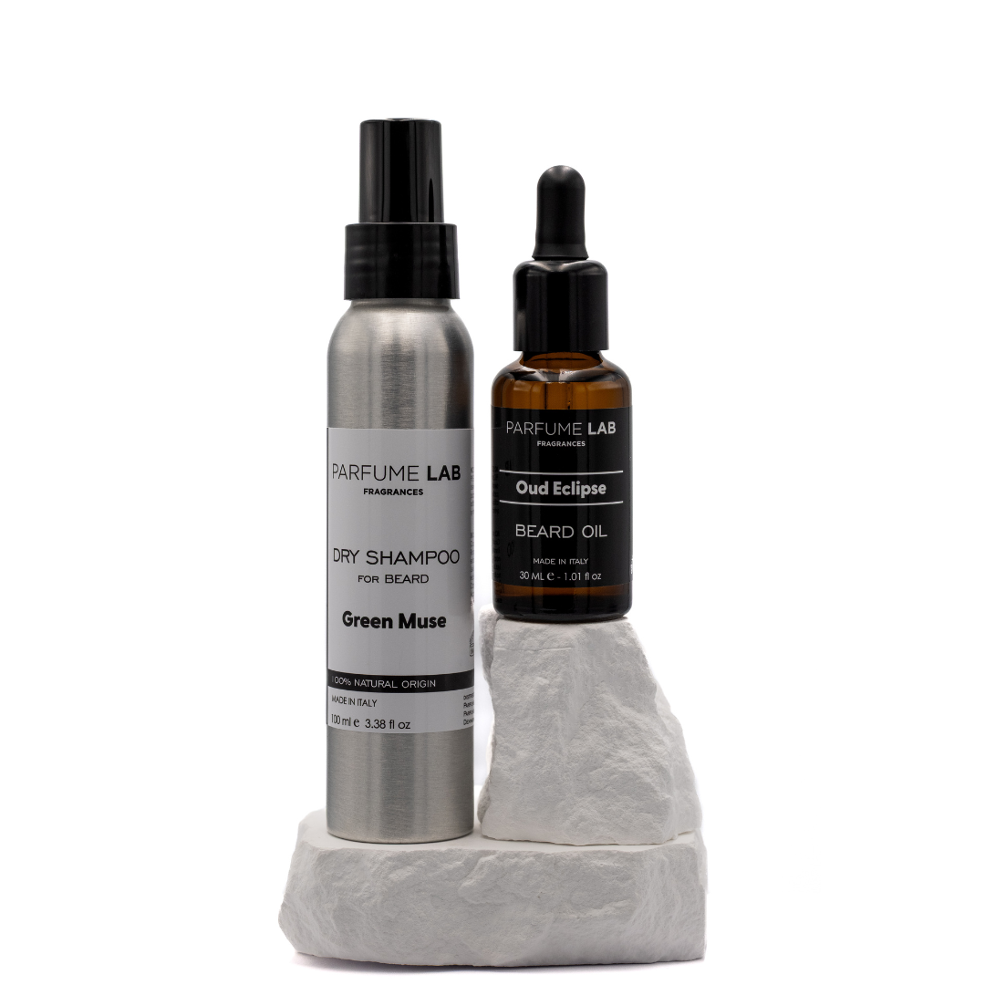 Skægpleje Bundle – Oud Eclipse Skægolie + Green Muse Tørshampoo